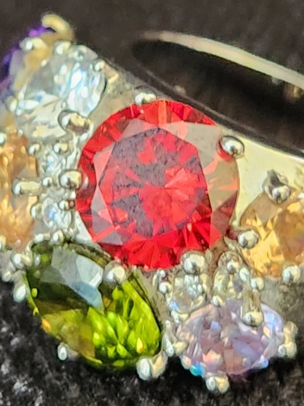 Vtg Nataliya V Collister NVC Multi-color Gems Bold Statement Cocktail Ring Sz 9 - Picture 13 of 14